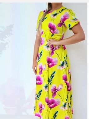 Mellaris S12 Yellow Floral Vibrant Summer Spring Dress Casual Chic Resort